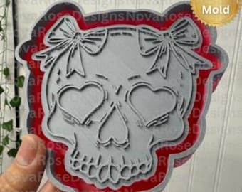 Skull bows Freshie silicone mold, Cute skull Freshie, Goth girl, Gift for her, Popular mold, Gift