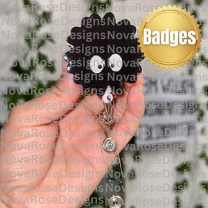 Black Soot sprite retractable badge, ID holder, Accessory Nurse badge, Badge holder, Gift for her, School badge