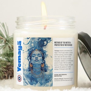 Yemaya candle, Yemaya soy candle, Orisha candle, Yemaya ocean scent, Yoruba candle, spiritual candle, Yemaya altar candle, sacred candle