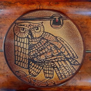 Large Poole Pottery Aegean Owl Charger Plate – 1970s Stylised Art 35cm