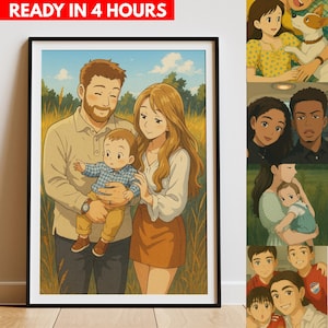 Custom Anime Family Portrait | Portrait from Photo | Same Day Delivery | Digital Art