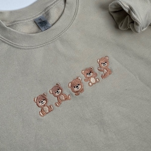 Adorable Teddy Bear Embroidered Sweatshirt | Cozy Winter Fashion Cute Teddy Bears Design | Soft & Warm Teddy Bear Lovers Gift