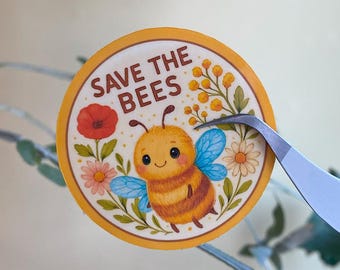 Save the Bees Sticker | Bee Vinyl Decal, Cottagecore and Nature Lover Gift
