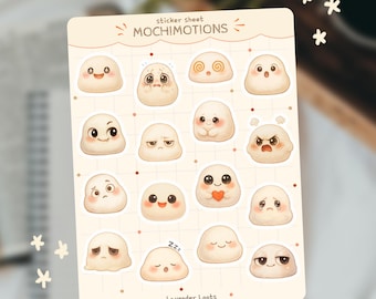 Foglio di adesivi Mochimotions / Adesivi kawaii per pianificare emozioni e stati d'animo