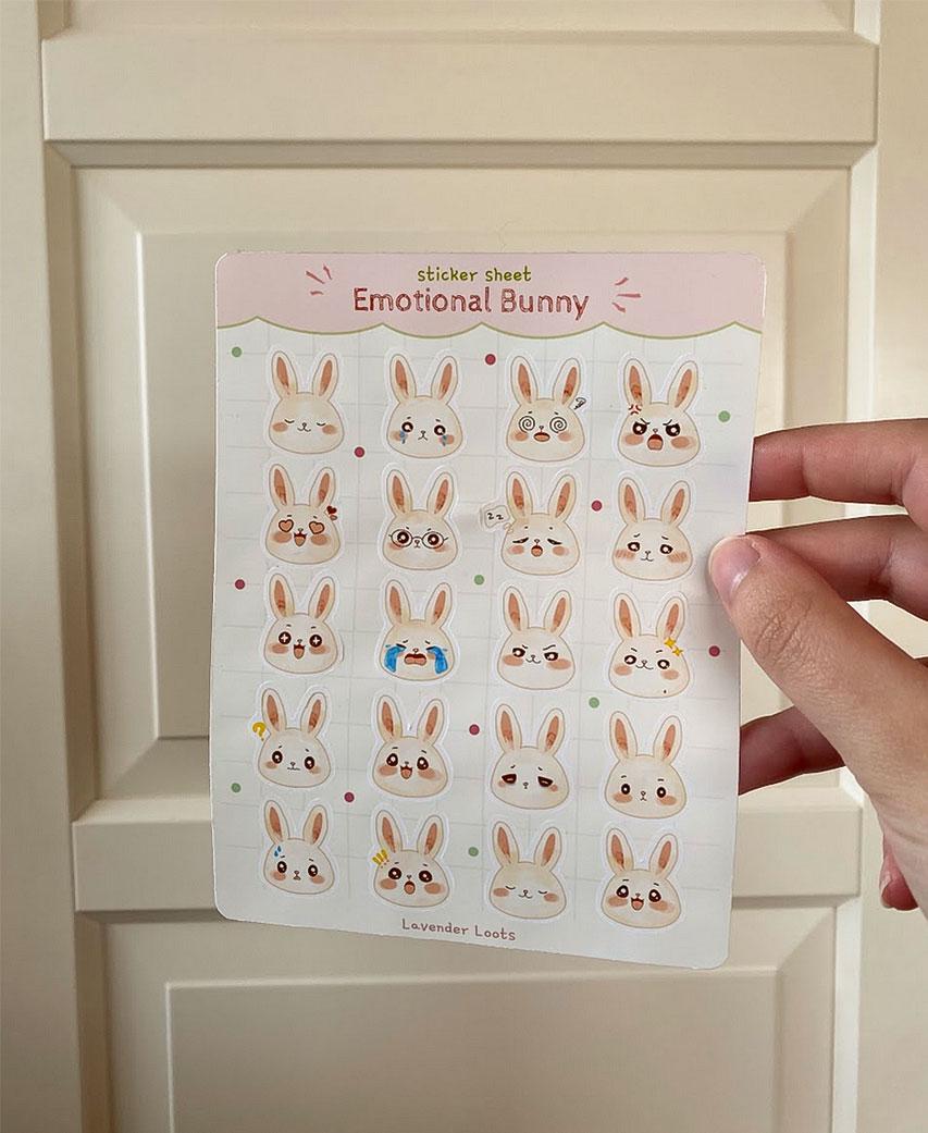 Bunny Emotions Sticker Sheet | Kawaii Emotion & Mood Planner Stickers ...