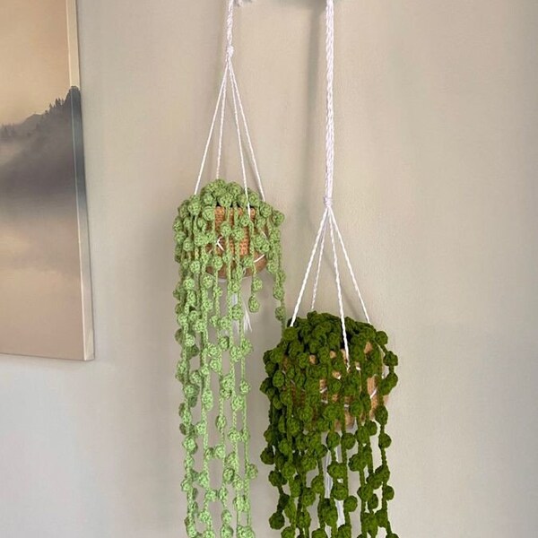 Cute crochet hanging plant- string of pearls succulent, car hanging plant, bedroom decoration, house warming gift, gift for mom