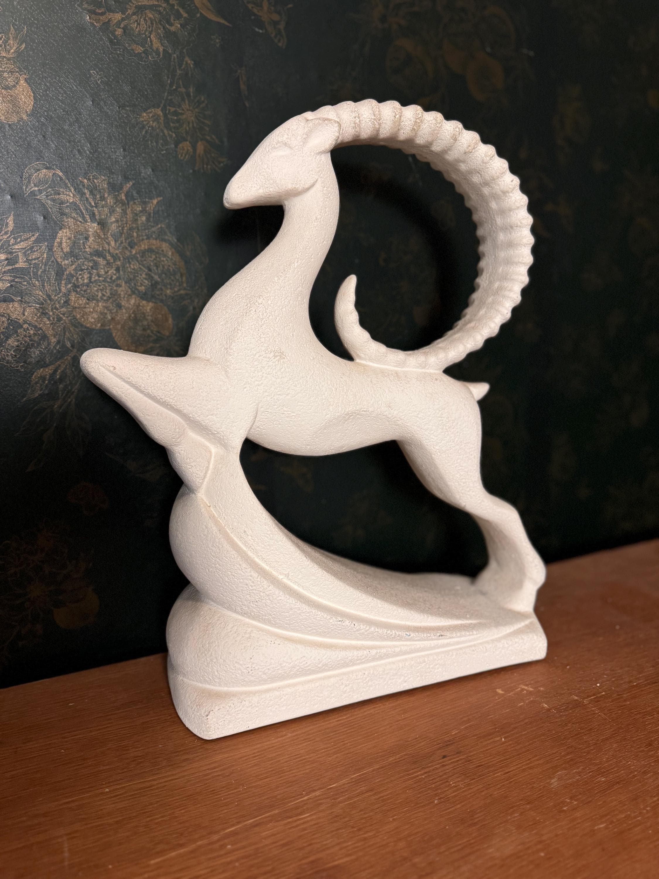 Vintage Royal Haeger White Gazelle/ram Ceramic Sculpture 19” Art  display picture 1