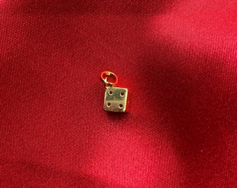 18k Mini Dice Die Charm Pendant