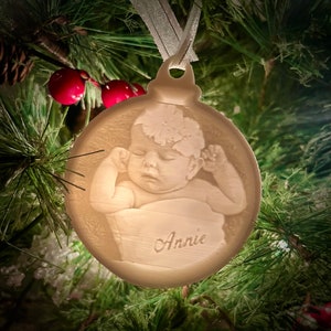 Unique Personalized Photo Ornaments | 3D Printed Lithophane Christmas Tree Decor | Custom Gift for Father | Unique Christmas Present