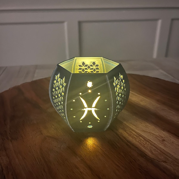 Pisces Candle, Custom Pisces Gift, Zodiac Candle, Astrology Candle, 3D print, Birthday Gift, LED Candle, Zodiac, Holiday Gift