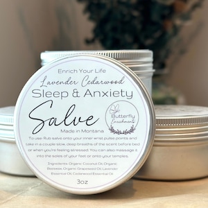 Organic Sleep & Anxiety Salve | Lavender, Cedarwood | 3oz Tins