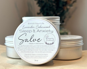 Organic Sleep & Anxiety Salve | Lavender, Cedarwood | 3oz Tins