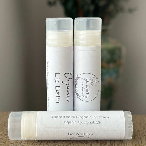 Handmade Organic Lip Balm | 3-pack | 6-pack | Made with just TWO Organic Ingredients