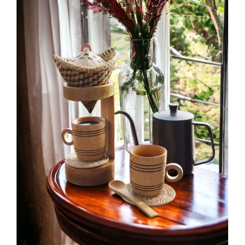 Bamboo coffee drip set