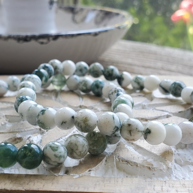 Natural Tree Agate Bracelet, Tree Agate, Crystal Bracelet, Beaded Bracelet, Natural Tree Agate, Energy Bracelet, Protection image 5