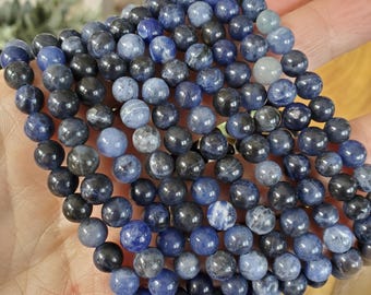 Natural Sodalite Bracelet, 6mm Blue Sodalite, Sodalite Bracelet, Sodalite Crystal, Beaded Bracelet