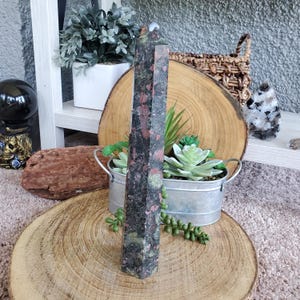 Plum Blossom Jade Crystal Tower, Plum Blossom Jade, Protection, Strength, Prosperity Crystal, Good Luck Abundance, Balance, Tranquility