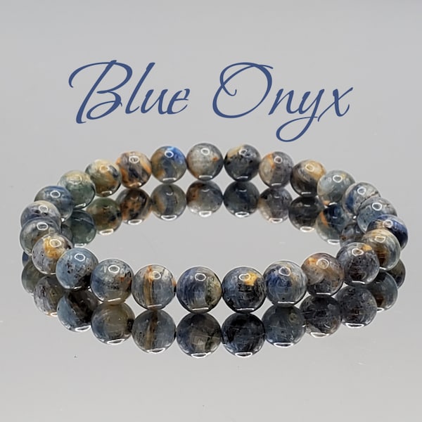 Blue Onyx Bracelet, Beautiful Light Blue Bracelet, Good Fortune Bracelet, Promotes Harmony, Good Communication, Willpower, Onyx Bracelet