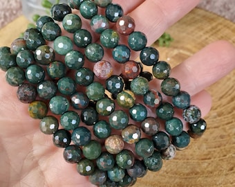 Faceted Ocean Jasper Bracelet, Natural Colorful Ocean Jasper, Faceted Crystal Bracelet, Beaded Bracelet