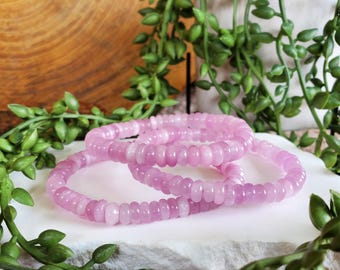 Natural Lavendar Kunzite Crystal Donut Bracelet, 6mm Beaded Bracelet, Kunzite Bracelet, Beaded Bracelet, Lavendar Kunzite, Natural Kunzite