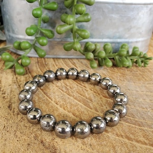 Hematite Silver Bracelet, Hematite Bracelet, Crystal Bracelet, Beaded Bracelet