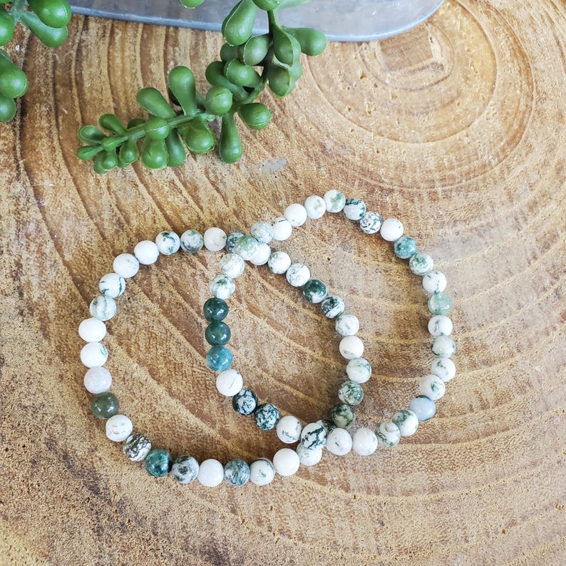 Natural Tree Agate Bracelet, Tree Agate, Crystal Bracelet, Beaded Bracelet, Natural Tree Agate, Energy Bracelet, Protection image 6