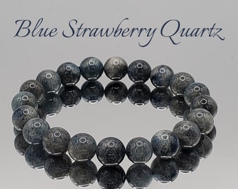 Blue Strawberry Quartz Bracelet, Quartz Bracelet, Aids in detoxification, Brings Calmness, Promotes Happiness, Strawberry Quartz Jewelry