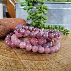 Madagascar Lavender Rose Quartz Bracelet, 6mm-15mm Natural Lavendar Rose Quartz Bracelet, Beaded Bracelet, Crystal Bracelet