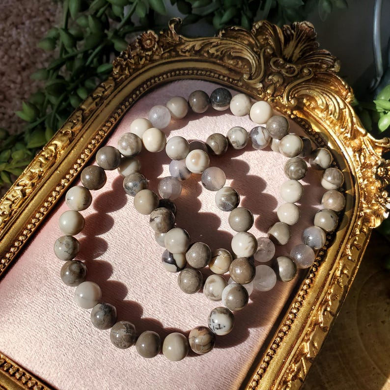 Natural Volcano Agate Bracelet, 8mm, Choose your size, UV Reaction, Natural Volcano Agate Crystal, Crystal Beaded Bracelet image 9