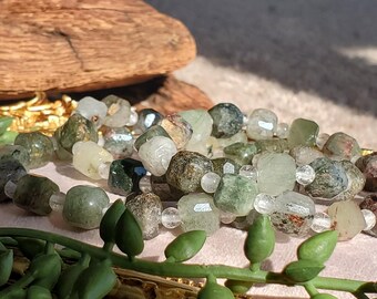 Garden Quartz Cube Faceted Bracelet, 8mm Natural Garden Quartz, Beautiful Garden in each bead, Garden Quartz