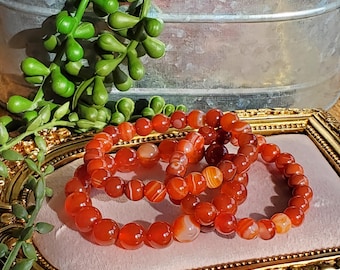 Natural Carnelian Bracelet, 8-12mm Crystal Beaded Bracelet, Energy Crystal, Crystal Bracelet, Beaded Bracelet, Protection, Carnelian
