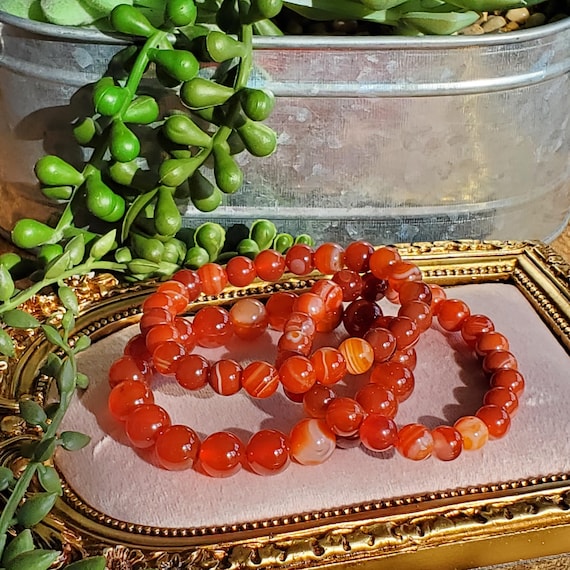 Natural Carnelian Bracelet, 8-12mm Crystal Beaded Bracelet, Energy Crystal, Crystal Bracelet, Beaded Bracelet, Protection, Carnelian