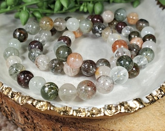 8mm Garden Quartz Bracelet, Natural Garden Quartz, Beautiful Garden in each bead, Garden Quartz Crystal Bracelet