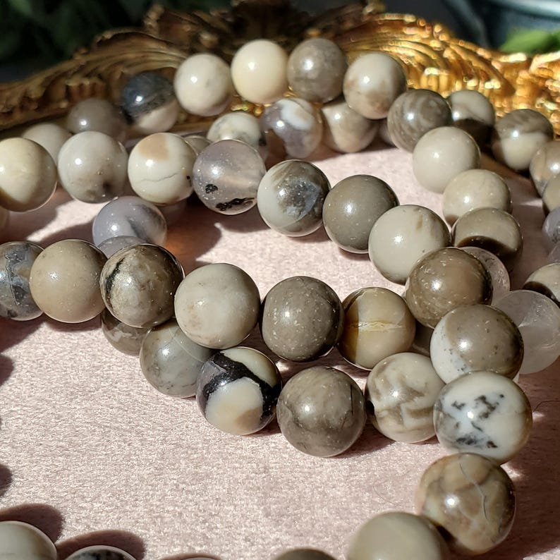 Natural Volcano Agate Bracelet, 8mm, Choose your size, UV Reaction, Natural Volcano Agate Crystal, Crystal Beaded Bracelet image 2