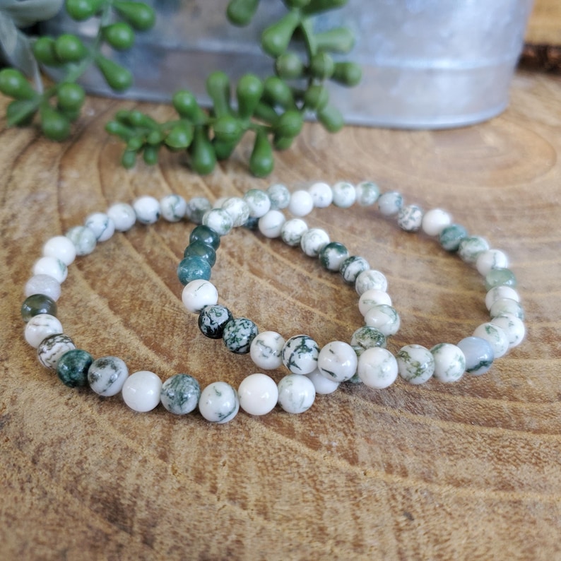 Natural Tree Agate Bracelet, Tree Agate, Crystal Bracelet, Beaded Bracelet, Natural Tree Agate, Energy Bracelet, Protection image 3