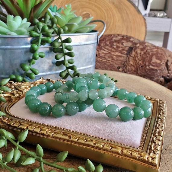 Green Aventurine Beaded Bracelet, 6mm-14mm, Natural Green Aventurine, Prosperity, Good Luck, Green Aventurine Bracelet