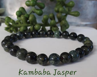 Kambaba Jasper Bracelet, Jasper Bracelet, Crystal Bracelet, Beaded Bracelet, Natural Kamamba Jasper, 8mm Beads