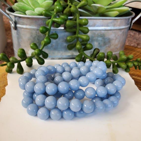 Natural Angelite Bracelet, 6-10mm. High Quality Natural Angelite Crystal, Blue Crystal Beads, Crystal Bracelet, Beaded Bracelet