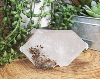 Large Stunning Clear Quartz w/ Garden Quartz Double Point, Large Clear Garden Quartz Crystal, Home Decor, Garden Quartz Crystal