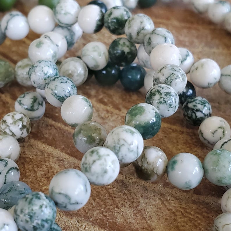 Natural Tree Agate Bracelet, Tree Agate, Crystal Bracelet, Beaded Bracelet, Natural Tree Agate, Energy Bracelet, Protection image 2