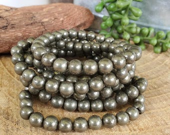 Pyrite Bracelet, Natural Pyrite, Abundance, Beaded bracelet, Pyrite Jewelry, Beaded Pyrite Bracelet