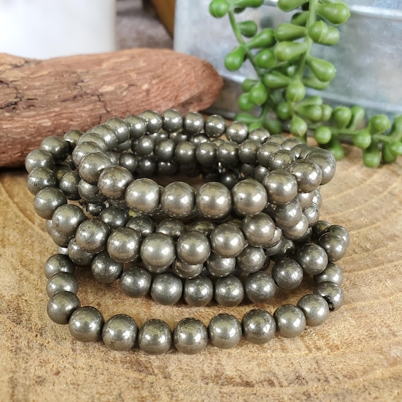 Pyrite Bracelet, Natural Pyrite, Abundance, Beaded bracelet, Pyrite Jewelry, Beaded Pyrite Bracelet