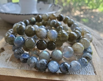 Labradorite Bracelet, Pretty Flash Labradorite, Lab Beaded Bracelets, Crystal Bracelet, Beaded Bracelet