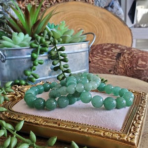 Green Aventurine Beaded Bracelet, 6mm-14mm, Natural Green Aventurine, Prosperity, Good Luck, Green Aventurine Bracelet image 3