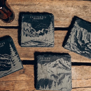 State Slate Coaster Set | All States Available | Rustic Drink Coasters