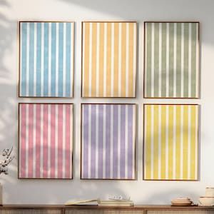 Impressão de arte listrada, conjunto de 6 artes de parede listradas, pôster moderno, impressão listrada abstrata, decoração estética de apartamento, decoração de casa, download digital