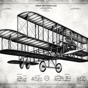 Monochrome Sketch of Wright Brothers Biplane
