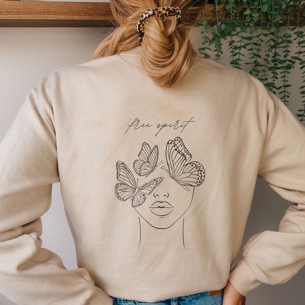 Line Art Shirt, Butterfly Sweatshirt, Mystical Shirt, Minimalistic Sweatshirt, Female Face Shirt, Female Line Art, Nude Female, One Line Art