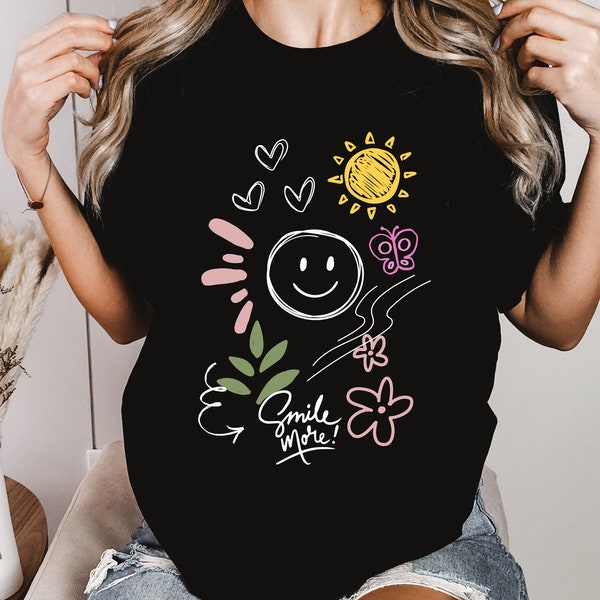 Smiley Face Shirt, Graffiti Scribble Shirt, Sunshine Shirt, Y2k-Shirt, Smiley T-Shirt, Smile More Shirt, Organic Shapes Shirt, Positive Vibe