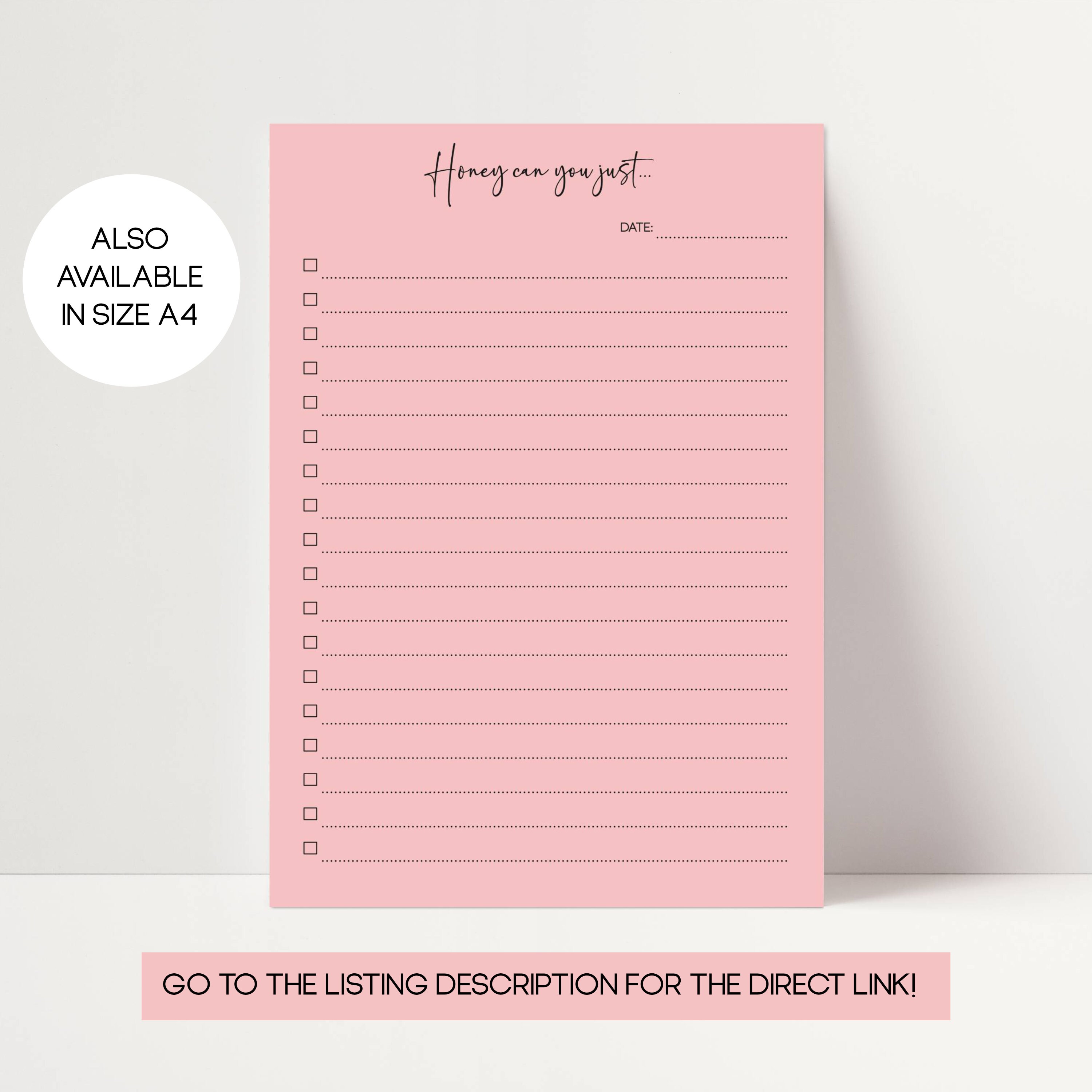 Honey to Do List, to Do List Templates, Blank Editable Checklist ...